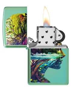 Зажигалка Zippo 46233 - One with Nature - High Polish Green 2