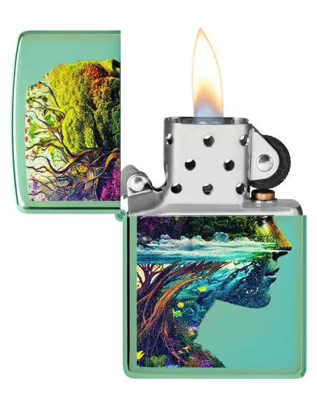 Зажигалка Zippo 46233 - One with Nature - High Polish Green