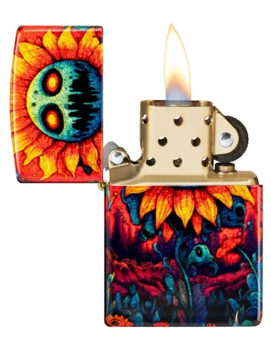 Зажигалка Zippo 46267 - Spooky Sunflower - 540 Tumbled Brass