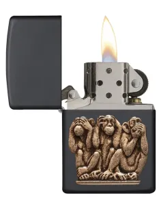Зажигалка Zippo 29409 - Three Monkeys - Black Matte 2
