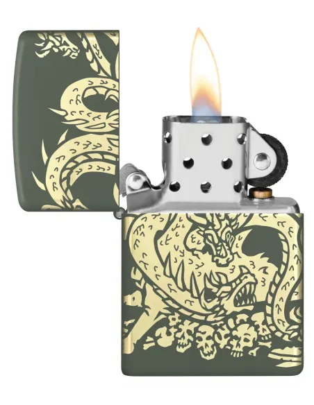 Зажигалка Zippo 48907 - Dragon Design - Green Matte