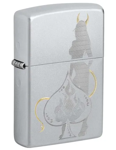 Зажигалка Zippo 48658 - Devilish Ace - Satin Chrome