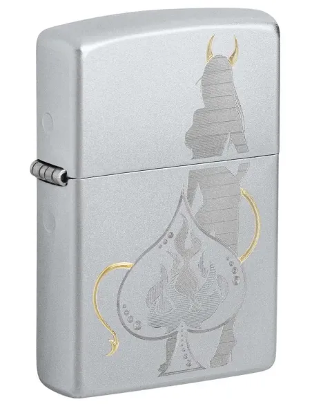 Зажигалка Zippo 48658 - Devilish Ace - Satin Chrome