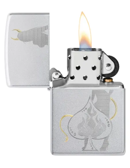 Зажигалка Zippo 48658 - Devilish Ace - Satin Chrome