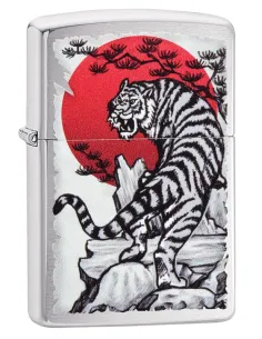 Зажигалка Zippo 29889 - Asian Tiger Design - Brushed Chrome