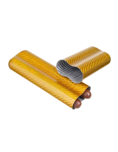 Чехол Lubinski на 2 сигары, золотистый карбон