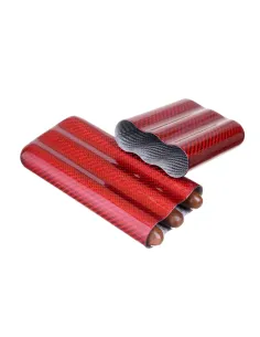 Чехол Lubinski на 3 сигары, красный карбон 2