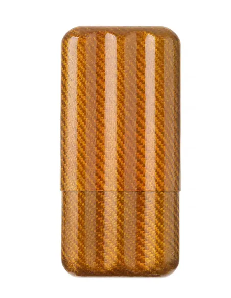 Чехол Lubinski на 3 сигары, золотистый карбон