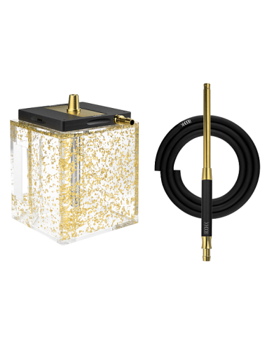 HOOB - ATOM BLACK / CUBE GOLD / ФУРНИТУРА GOLD (КОРПУС, КОЛБА, ШЛАНГ, МУНДШТУК)